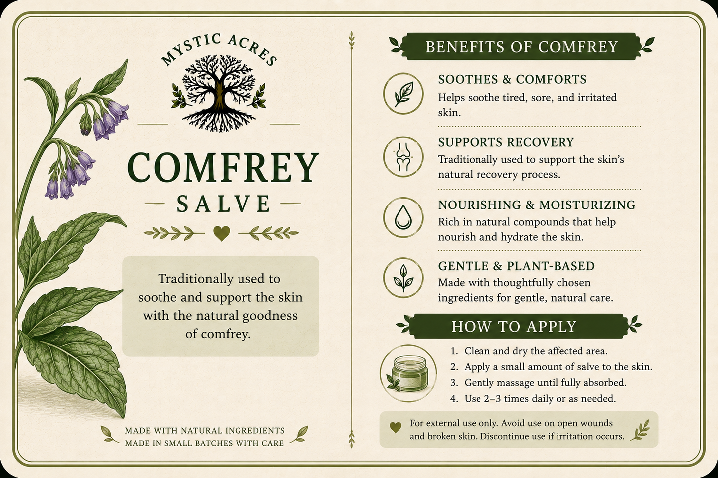 Comfrey Salve for Pain Relief