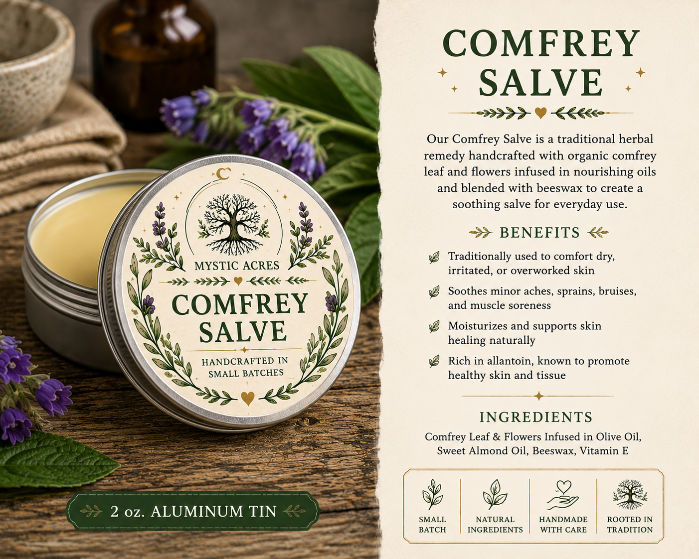 Comfrey Salve for Pain Relief